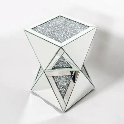 £140 • Buy Sparkly Crushed Diamond Crystal Mirrored Occasional Bedside Side Table Venetian