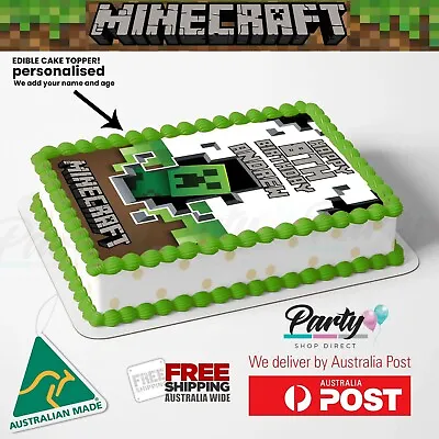 $13.75 • Buy MINECRAFT Personalised Edible Cake Topper - A4 Rectangular