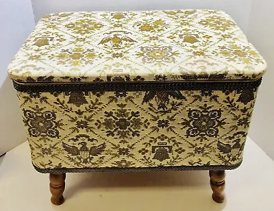 Vintage Redmon Sewing Storage Box Stool Seat Large Footed Ottoman MCM Eagle • $102