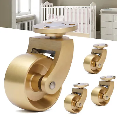 4 Vintage Style Round Heavy Duty SOLID BRASS Strong Swivel Caster Wheels Brass • $39.69