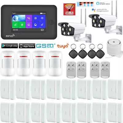 R42 Tuya WiFi GSM APP GPRS Wireless Home Security Alarm System+Outdoor IP Camera • $243.19