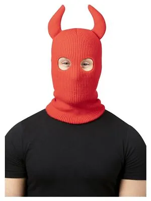 NEW Devil Balaclava Ski Mask With Horns Halloween Fancy Dress Accessories • £9.99