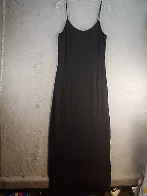 Bari Jay Dress Size 13-14 Womens Evening Beaded Sleeveless Black Stretch Vintage • $75