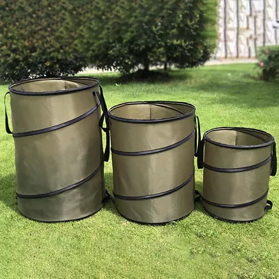 Portable Oxford Collapsible Pop-Up Garden Leaf Trash Can Garbage Storage Bag Bin • £10.99