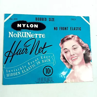 Vintage NoRunette Hair Net Grey #420 Bobbed No Front Elastic Nylon • $9.89