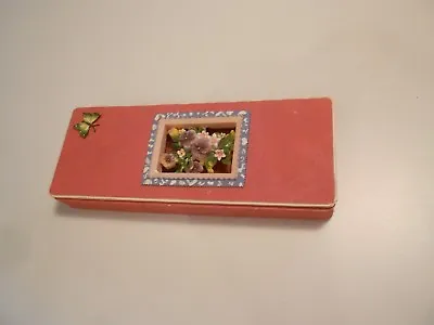 Vintage Rectangular Ceramic Trinket Box-floral/butterfly-very Good • $6.49