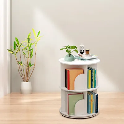 $51.50 • Buy 2 Tier 360° Rotating Bookshelf Organizer Floor Standing Storage Shelf  Bookcase