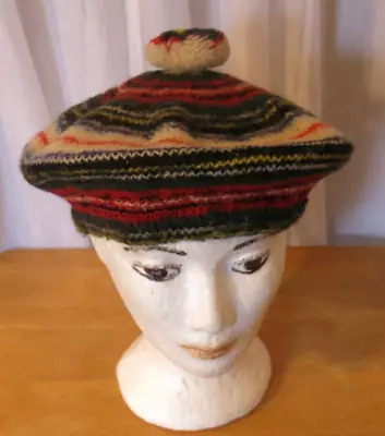 Vintage Scottish Wool Tam Cap Hat Made In Scotland Multicolor • $15