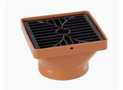 Underground 110mm Square  Hopper And Grid Terracotta Drainage 4'' Soil Rainwater • £8.49