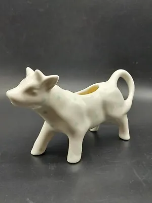 Vintage Cow Creamer Jug Milk Pourer White Green Spots Staffordshire Pottery • £7.99