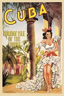 1949 Cuba Holiday Isle Of The Tropics Vintage Style Travel Poster - 24x36 • $25.95