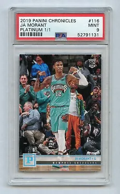 JA MORANT 2019 CHRONICLES PLATINUM 1/1 Rookie #116 Young Dolph And More PSA 9 • $20000