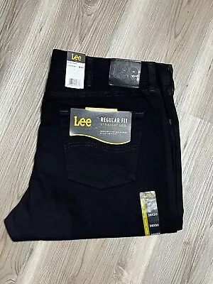 Lee Mens Size 38x30 Regular Fit Straight Leg Double Black Denim Jeans NEW • $29