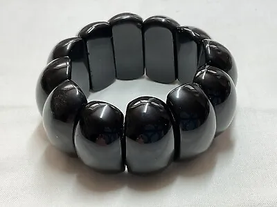 Jewellery Stunning Black Obsidian Large Stone Stretch Panel Bracelet Lola Rose? • £14.50