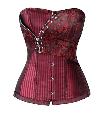 Steampunk Corset Red Jacquard Brocade Lace Up Costume Accessories Small • $24.50