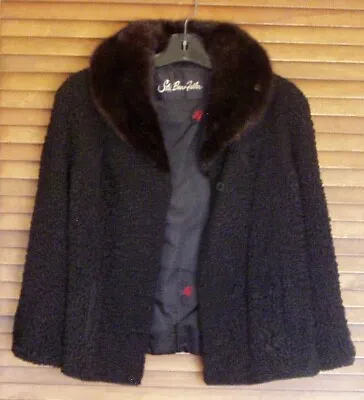 VINTAGE Fur Black Persian Lamb Coat Jacket Mink Collar Stix Baer & Fuller • $100