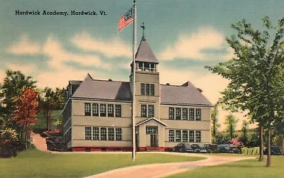 Postcard VT Hardwick Vermont Hardwick Academy Linen Unposted Vintage PC H4200 • $4