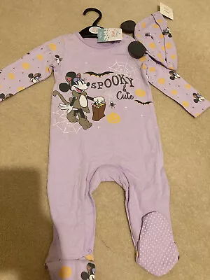 BNWT TU Disney Baby Halloween Minnie Mouse Sleepsuit & Hat Set 6-9 Months • £6.99