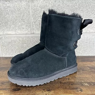 UGG Bailey Bow Short Black Suede Women’s Boots Size US 9 1098075 • $34.95