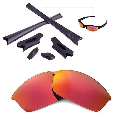 WL Fire Red Replacement Lenses And Black Rubber Kit For Oakley Flak Jacket • $9