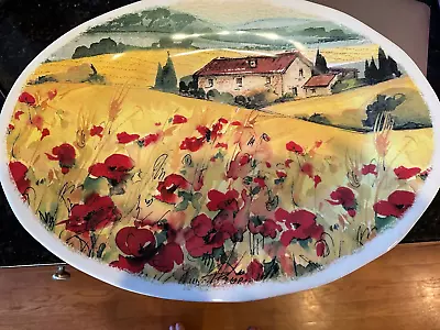 Opificio Etico Large Oval Platter Villa With Poppy Field Made In Italy • $39.99