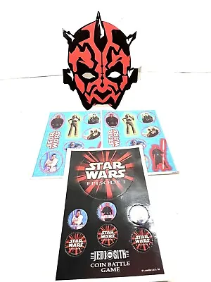 Star Wars Episode 1 The Phantom Menace 1999 Sticker Sheet Maul Mask Party Favor • £9.63