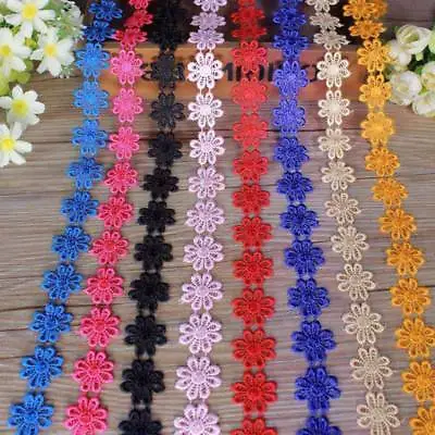 1/5Yds Embroidered Daisy Flower Lace Trim Floral Headband Sewing Applique Edge • £2.39