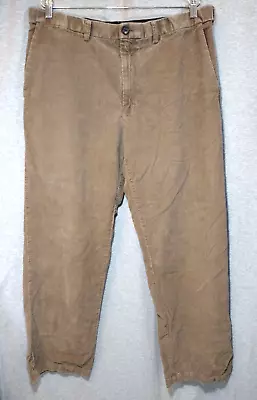 Haggar Stretch Corduroy Pants Expandable Waist Men's 36 Flat Front Brown • $12.50