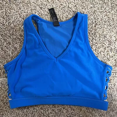 MPG ActiveWare Women’s Size Medium Racerback Side Weave Lined Blue Bra • $14.98