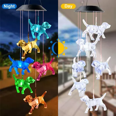 Solar LED Wind Chime Colour Changing Light Hanging Hook Garden Outdoor Ornament • £13.99