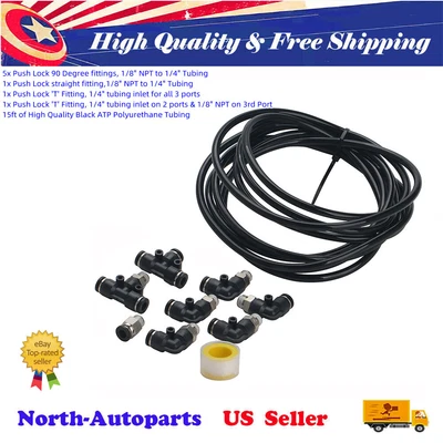 $16.69 • Buy Black For Turbo Vehicles PUSH LOCK Vacuum Fitting Kit Turbo Wastegate & Solenoid