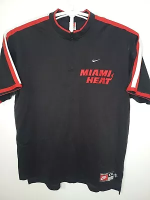 Vintage Nike Team Miami Heat XXL Basketball NBA Warm Up 1/4 Zip Jersey Black • $50