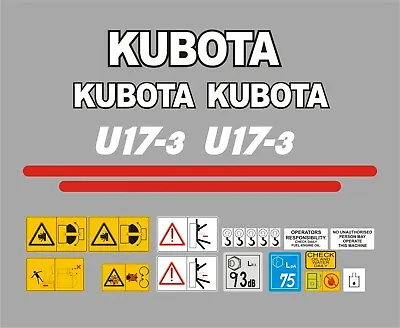 Kubota U17-3 Mini Digger Decal Set  • £31