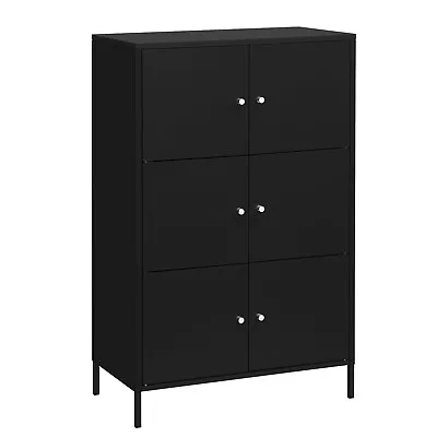 Storage Cabinet 3-Tier Metal Office Cabinet Black UOMC006B01 • $119.99