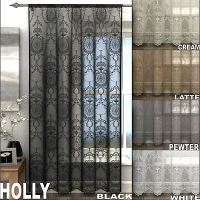 ONE SINGLE HOLLY VINTAGE LACE CURTAIN VOILE SLOT TOP PANEL - Many Colours • £9.89