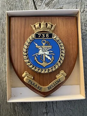 738 NAS. Fleet Air Arm. Vintage Wooden Shield. Hand Painted. Boxed. • £30