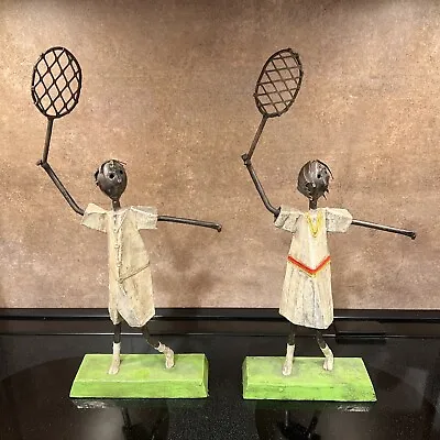 Set Of 2 Vintage Manuel Felguerez Tennis Player Male & Female Metal Sculptures • $321.30