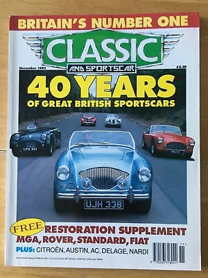 £1.88 • Buy Classic And Sportscar Magazine November 1993 (192) MGA Rover Standard Fiat