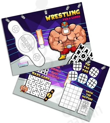 £3 • Buy Pack Of 12 - Wrestling Fun And Games Activity Sheets - Party Bag Books Fillers