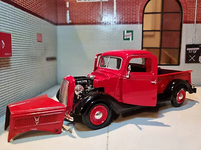 Ford 1937 Pickup Truck Red Vintage Motormax 73233 1:24 Diecast Scale Model Car • $59.13