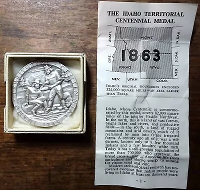 $59.99 • Buy 1963 Idaho Territorial Centennial - Silver Medal, Medallic Art Co. 1.5 Oz.