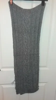 Hollister Grey Chunky Cable Knit Scarf - One Size - New • £12