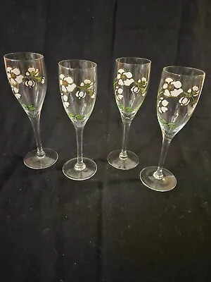 4 Vintage Perrier Jouet Le Fleur Belle Epoque Hand Painted Champagne Flutes • $35