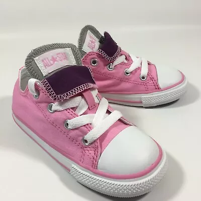 Baby Girls Converse All Star Pink Double Tongue Trainers Shoes Size UK 6 • £20