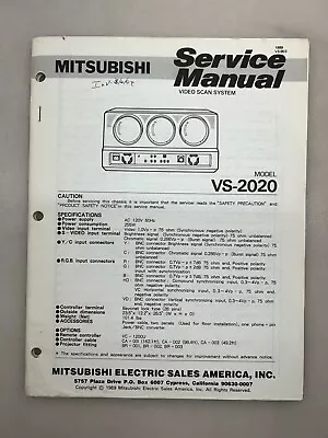 Mitsubishi VS-2020 Original Service Manual Free Shipping • $10