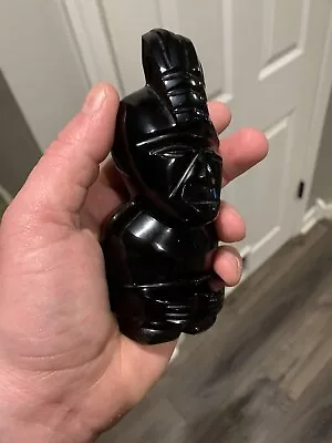 Tiki God Carved Statue VTG Black Onyx Obsidian Aztec Mayan Stone Figure Tribal • $21.25