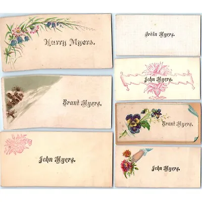 X7 LOT C1880s Myers Family Calling Cards Names Litho Color Art Die Cut Trade C51 • $11.25