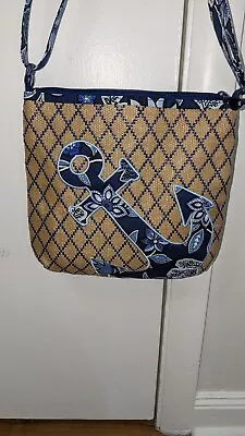 Vera Bradley Beach Crossbody Purse Straw Tropics Tapestry Anchor NWOT • $30