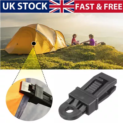 1-24Pcs Black Heavy Duty Tarp Clips Camping Tent Awning Clamps Tie Down Reusable • £5.39