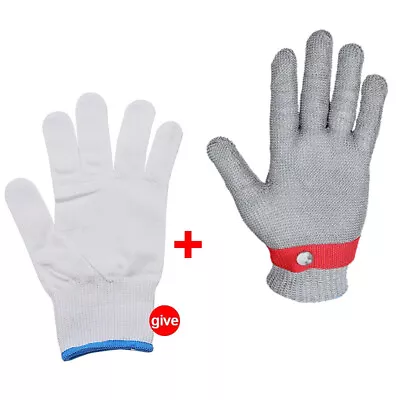 Safety Cut Proof Stab Resistant Glove Stainless Steel Metal Mesh Butcher Gloves • £8.98